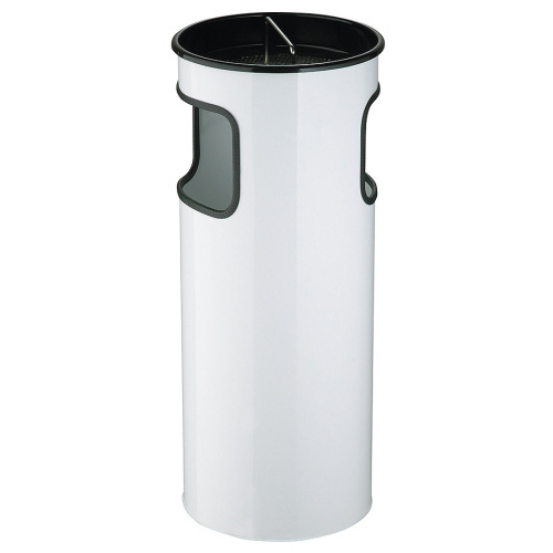 Abfallbehälter mit Aschenbecher - weiß 50 l.