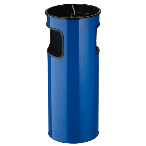 Abfallbehälter mit Aschenbecher - blau 50 l.