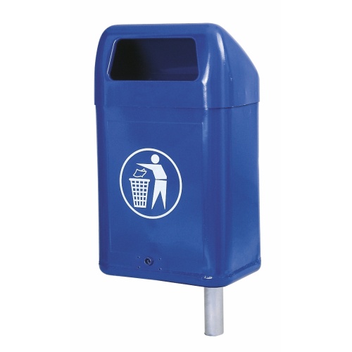 Abfallbehälter aussen mit Bodenausschütt mit Schloss ohne Ständer blau