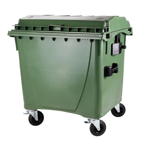 Kunststoffcontainer mit Flachdeckel 1100 l. - grün