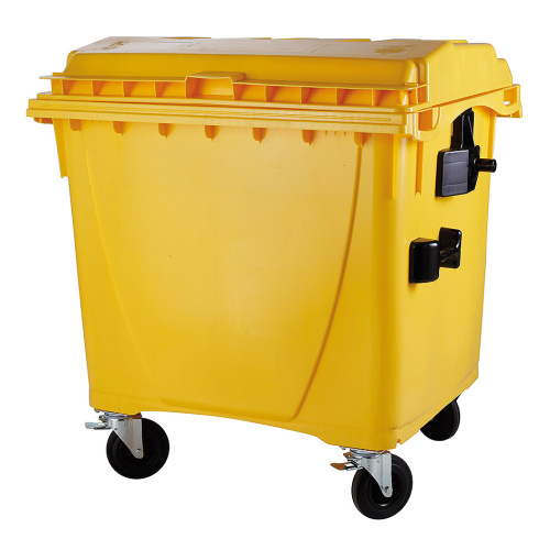 Kunststoffcontainer mit Flachdeckel 1100 l. - gelb