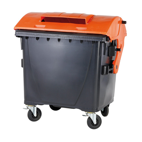 Kunststoffcontainer 1100 lt. - Deckel schwarz/orange