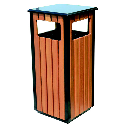 Abfallbehälter aussen quadratisch MADRID 35 l. Holzimitation