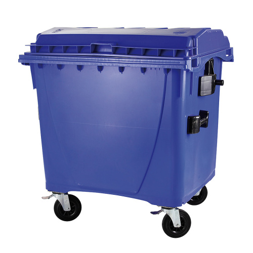 Kunststoffcontainer mit Flachdeckel 1100 l. - blau