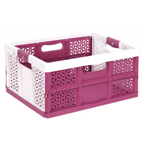 Faltbare Tramsportkiste weiß/weinrot 32 l.