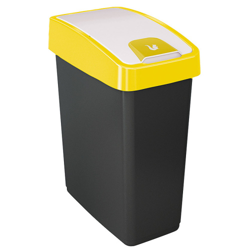 Abfallbehälter mit zweifacher Kippöffnung 25 l. gelb