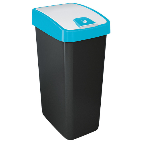 Abfallbehälter mit zweifacher Kippöffnung 45 l. blau
