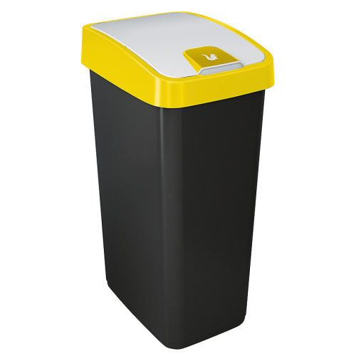 Abfallbehälter mit zweifacher Kippöffnung 45 l. gelb