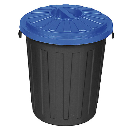 Kunststoffkorb schwarz mit blauem Deckel - 24 l