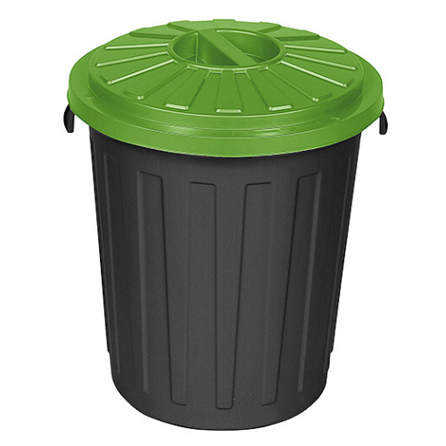 Kunststoffkorb schwarz mit grünem Deckel - 24 l
