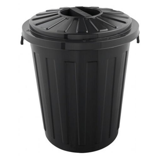 Kunststoffkorb schwarz mit schwarzem Deckel - 24 l