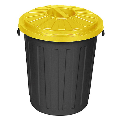 Kunststoffkorb schwarz mit gelbem Deckel - 24 l