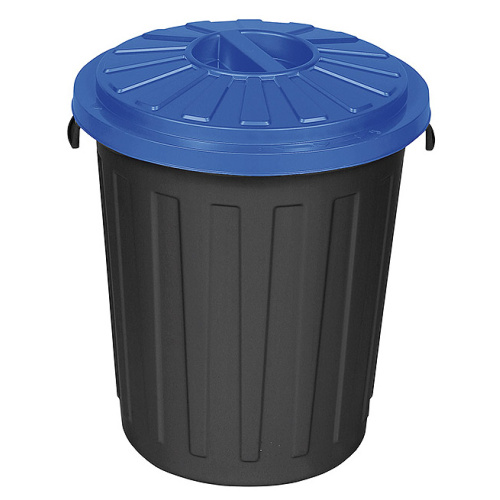Kunststoffkorb schwarz mit blauem Deckel - 50 l