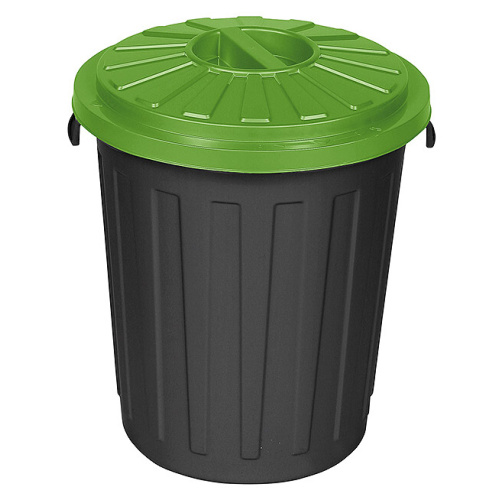 Kunststoffkorb schwarz mit grünem Deckel - 50 l