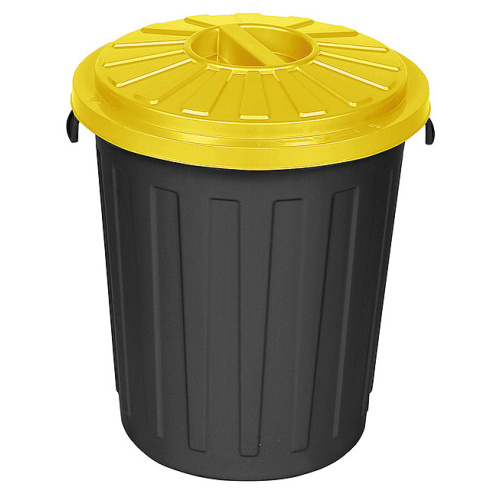 Kunststoffkorb schwarz mit gelbem Deckel - 50 l