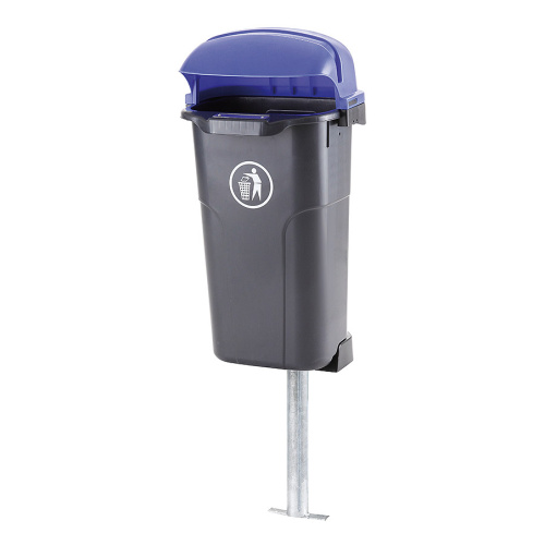Kunststoffabfallbehälter Urban - 50 l - schwarz mit blauem Deckel