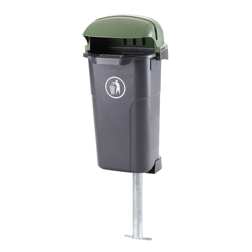 Kunststoffabfallbehälter Urban - 50 l - schwarz mit grünem Deckel
