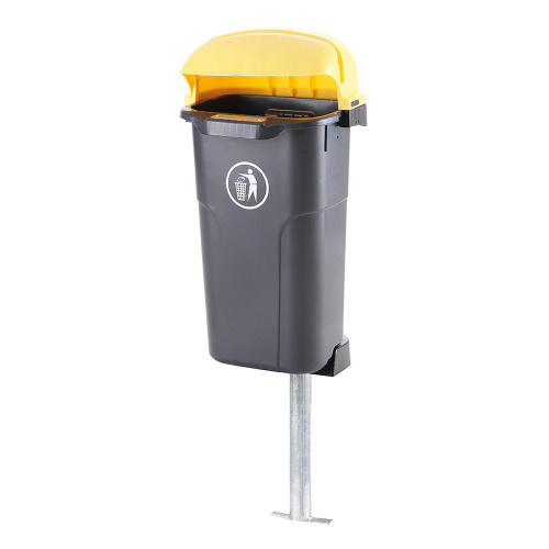 Kunststoffabfallbehälter Urban - 50 l - schwarz mit gelbem Deckel