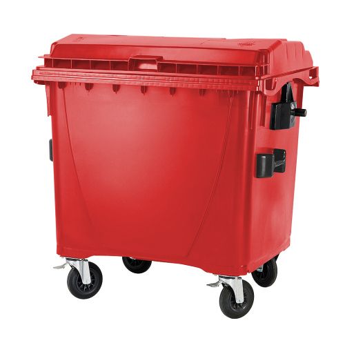 Kunststoffcontainer mit Flachdeckel 1100 l. - rot